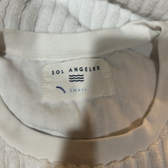 Sol Angeles Top Size Small Ribbed Terry Cloth Short Sleeve Beachy Tee Shirt - Picture 9 of 10